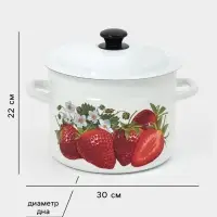 Кастрюля эмалированная, 6 л, d=23.5 см, с крышкой, белая
