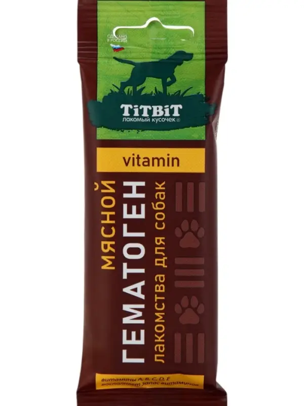 Гематоген Titbit мясной для собак, витаминный, 35 г
