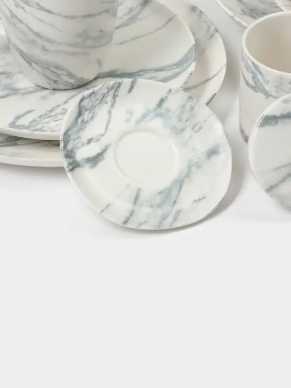 Кружки Magistro Real Marble, 400 мл, набор 2 шт., фарфор, белые