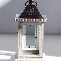 Деревянный подсвечник-фонарь на 1 свечу &laquo;Состаренный&raquo;, белый, 12.5&times;12.5&times;25 см