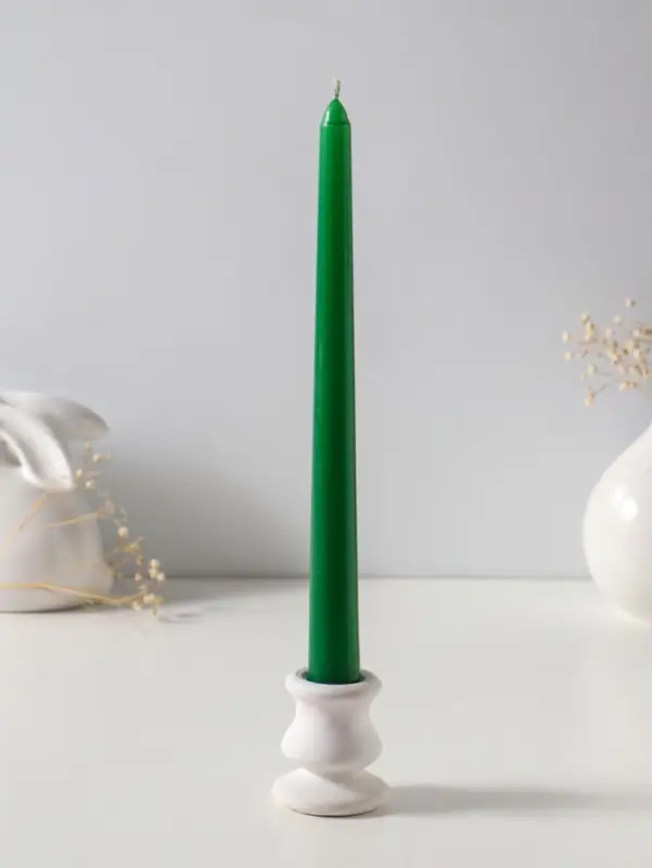 Свеча античная 25 см, 58 г, 7 ч, зелёный