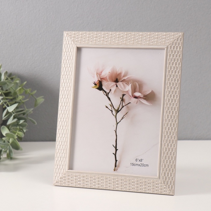 Фоторамка пластик 15х20 см Фоторамка пластик 15х20 см "Корзинное плетение" белая 18,4х23,4 см