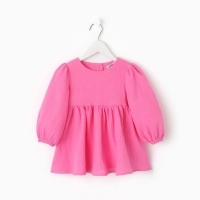 Платье детское с длинным рукавом KAFTAN "Муслин", размер 30 (98-104 см) цвет розовый