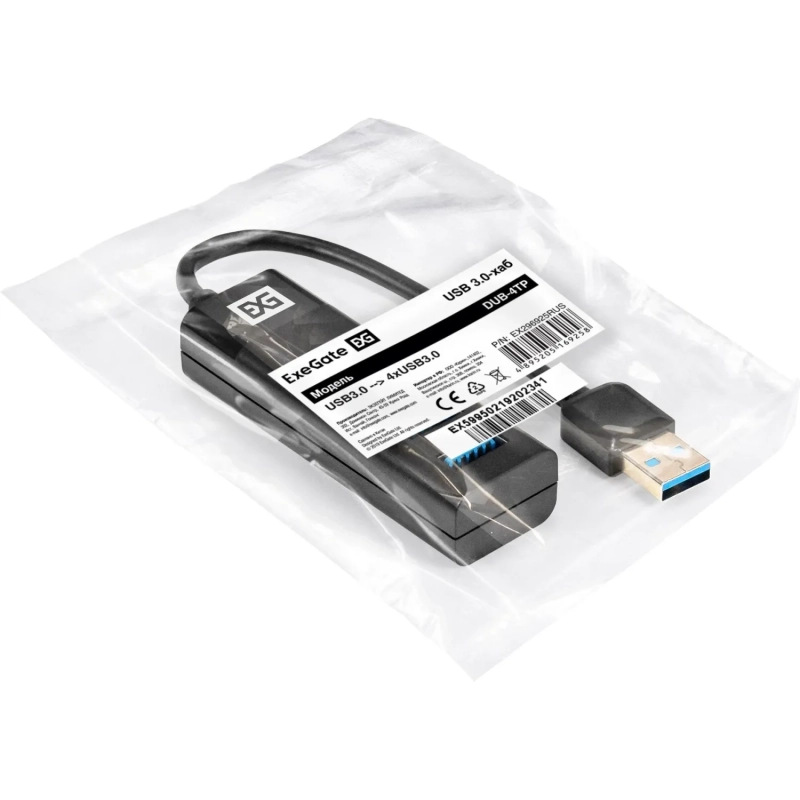Концентратор USB хаб ExeGate (EX296925RUS) DUB-4TP 4-в-1 черн
