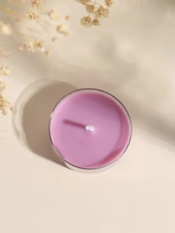 Чайная свеча ароматическая "Круглая" серо-фиолетовая, аромат лаванда 3,8х3,8х1,8 см