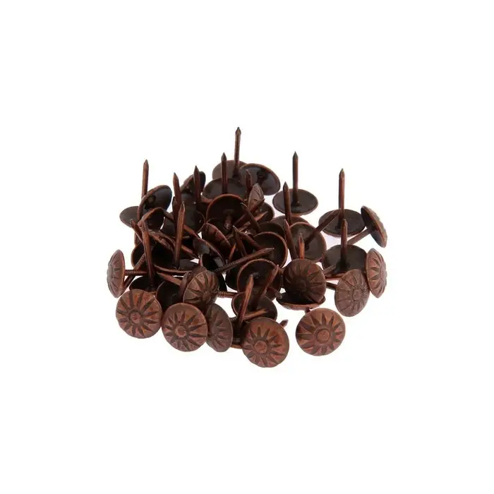 Гвозди ТУНДРА, декоративные, обивочные, фактурные, 11×16 мм, медь, фасовка 50 шт. Гвозди ТУНДРА, декоративные, обивочные, фактурные, 11×16 мм, медь, фасовка 50 шт.