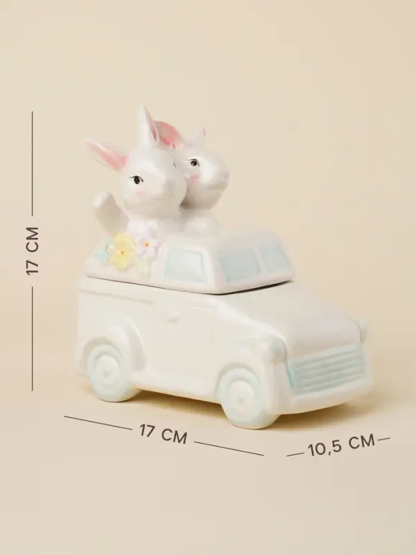 Конфетница SL Home &laquo;Пасхальные кролики&raquo;, 17&times;10.5&times;17 см, доломит, белая