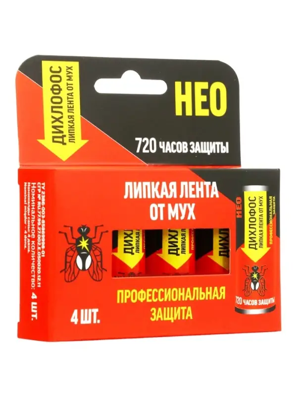 Липкая лента от мух &laquo;Дихлофос НЕО&raquo;, набор 4 шт.