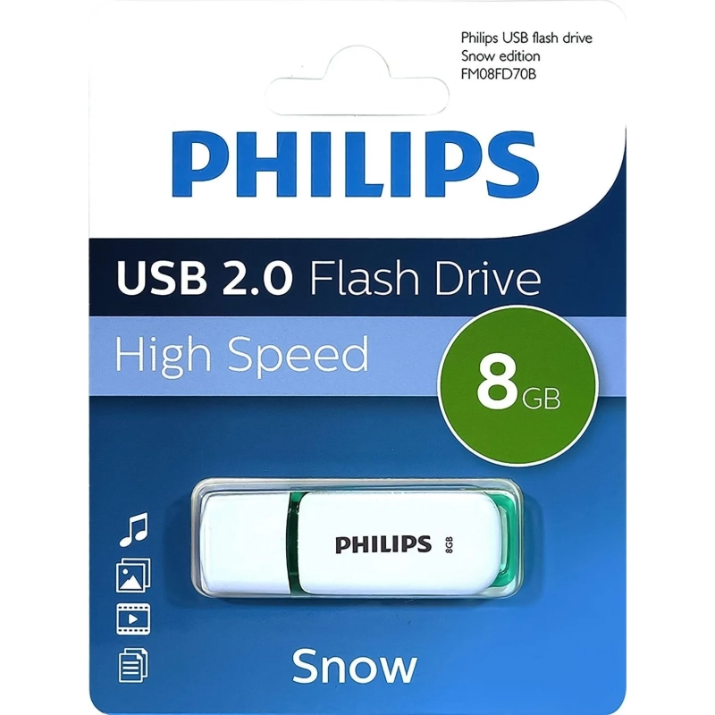 Флеш-память PHILIPS SNOW2.0 8GB, USB 2.0