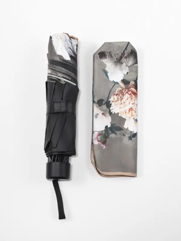 Зонт механический &laquo;Флора&raquo;, эпонж, 4 сложения, 8 спиц, R=48/55 см, d=96 см, МИКС