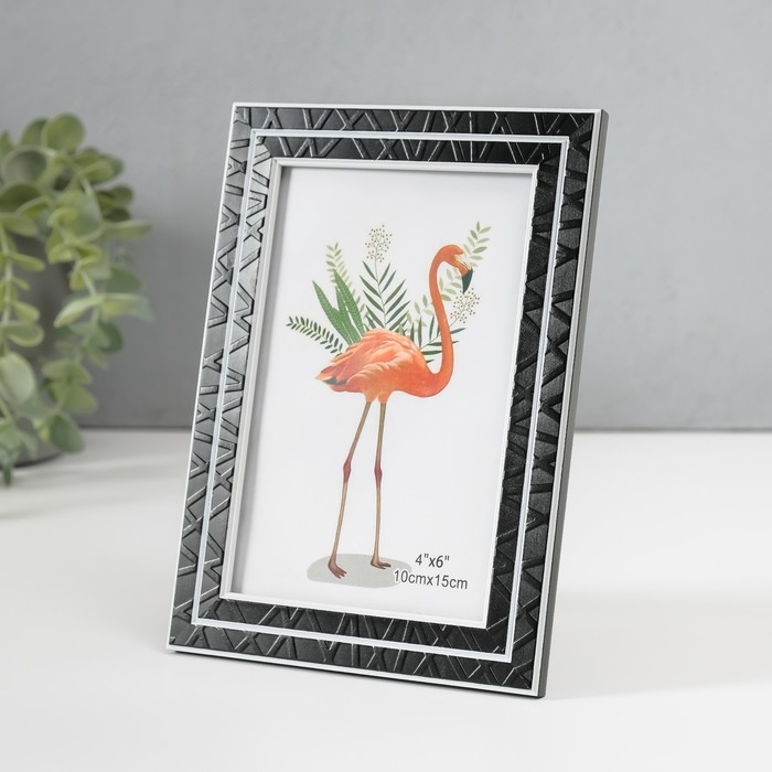 Фоторамка пластик 10х15 см Фоторамка пластик 10х15 см "Двойное сечение" чёрная 17,8х12,8х0,9 см