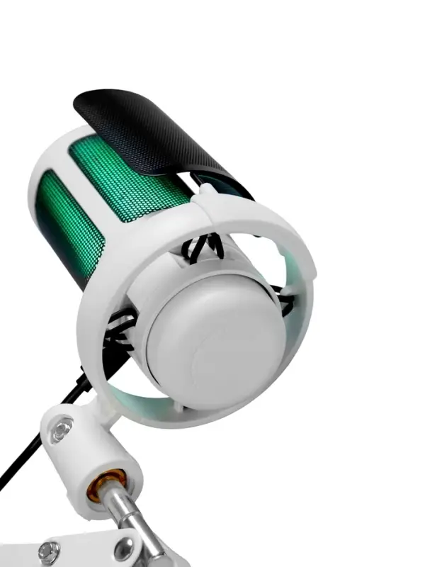 Микрофон конденсаторный для ПК, USB, пантограф, поп-фильтр, подсветка, шумоподавление, белый