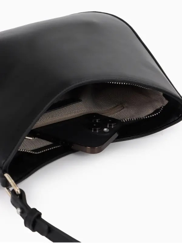 Сумка женская багет TEXTURA на молнии, 28&times;6&times;17 см, чёрная
