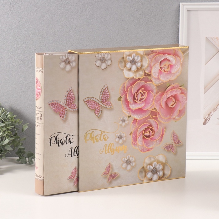 Фотоальбом на 800 фото 10х15 см Фотоальбом на 800 фото 10х15 см "Розовый шик" в коробке золотая обводка 5,5х30,5х33,5 см