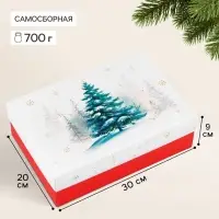 Коробка подарочная сборная с крышкой &laquo;Зимняя елочка&raquo;, 30&times;20&times;9 см