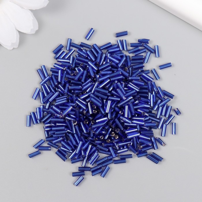 Стеклярус стекло 3”  Стеклярус стекло 3” "Ярко-синий" металлик набор 20 гр