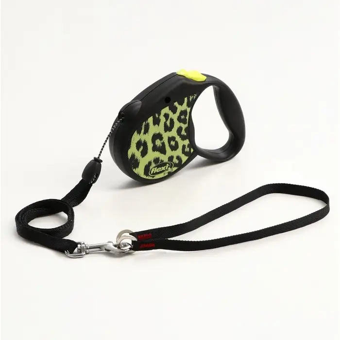 Рулетка Flexi Safari S, 5 м, трос, до 12 кг, желтый леопард (yellow Leopard)