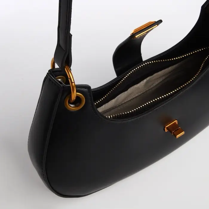 Сумка женская багет TEXTURA на молнии, 30&times;5&times;17 см, чёрная