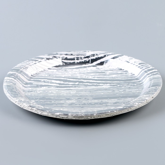 Тарелка бумажная «Полосы», в наборе 6 шт., цвет серебро Тарелка бумажная «Полосы», в наборе 6 шт., цвет серебро