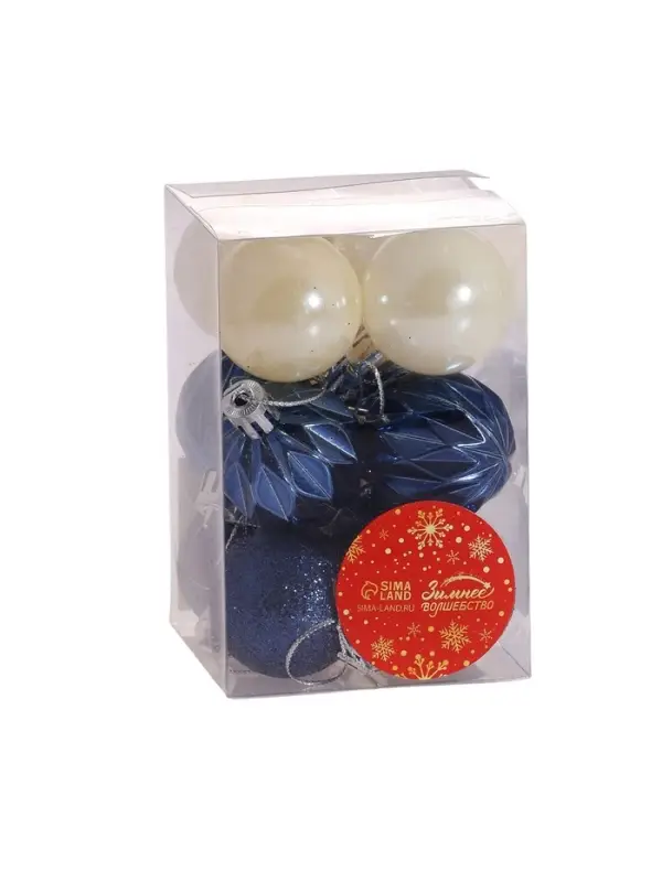 Ёлочные игрушки &laquo;Мелодия&raquo; грани, шары новогодние, d=4 см, набор 12 шт., белый/синий