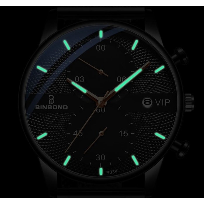 Часы наручные кварцевые мужские, с календарем, d-4.2 см, ремешок l-26 см, 3 АТМ, черные