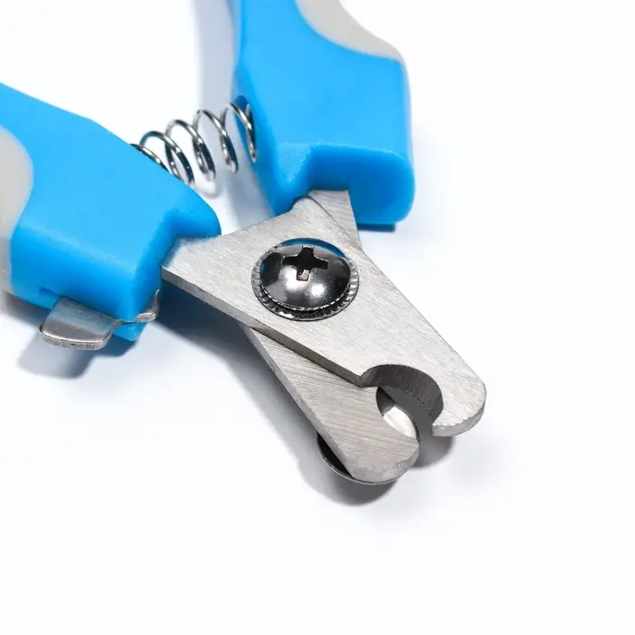 Когтерез боковой малый, с нескользящими ручками, отверстие 9 мм, голубой