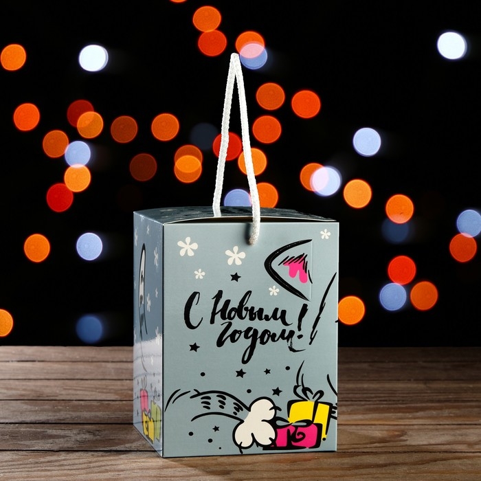 Новый год. Подарочная коробка кубик Новый год. Подарочная коробка кубик "Котенок", 12 х 12 х 15,5 см