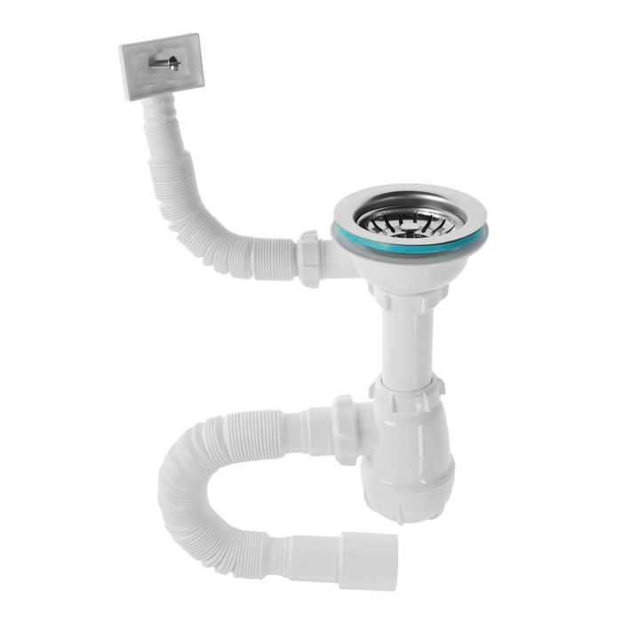 Сифон для мойки Aquant, 3 1/2 Сифон для мойки Aquant, 3 1/2" х 40 мм, прямоугольный перелив, с гофрой 40х40/50 мм