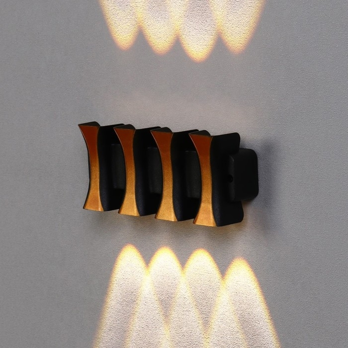 Светильник фасадный «Элегант», FSD-041, 8 Вт, 3000К, 4 луча, IP65, 220 В, пластик, черный Светильник фасадный «Элегант», FSD-041, 8 Вт, 3000К, 4 луча, IP65, 220 В, пластик, черный