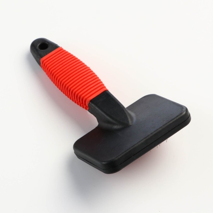 Пуходерка  Пуходерка "Риф" без капель с резиновой ручкой 7 х 14 см, красно-чёрная