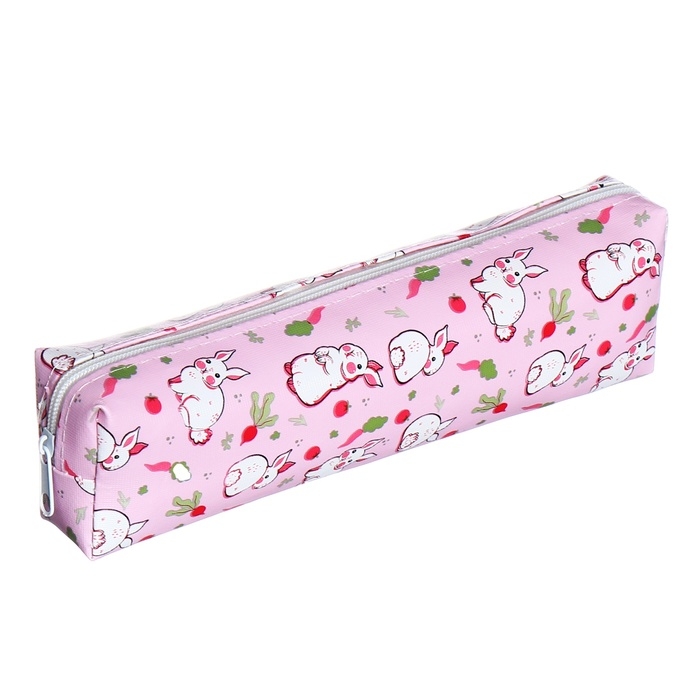 Пенал школьный на молнии Calligrata Пенал школьный на молнии Calligrata "Кролики", розовый
