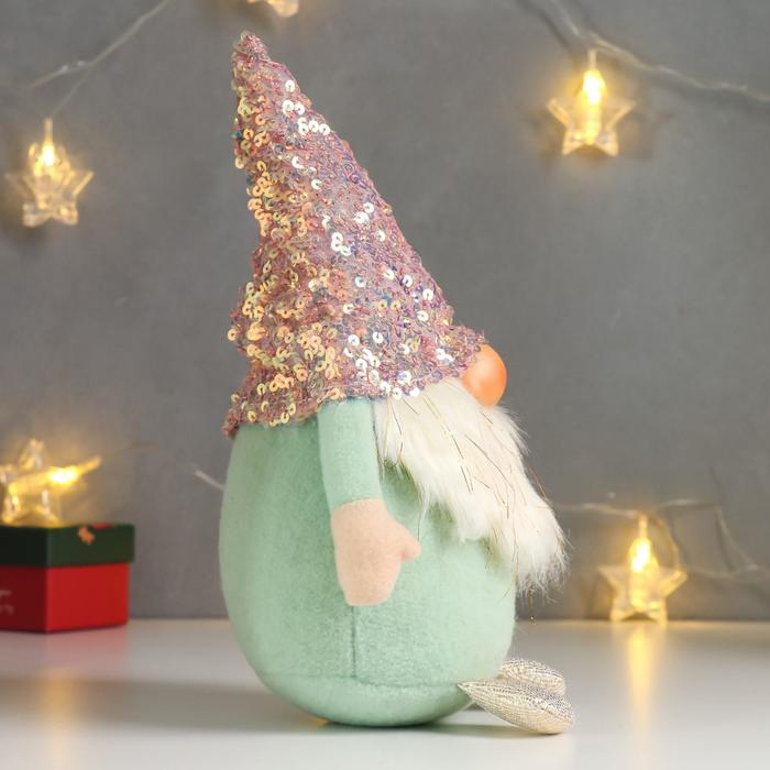 Кукла интерьерная Кукла интерьерная "Дед Мороз в розовом колпаке с пайетками" 33х14х17 см