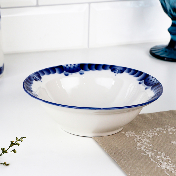 Тарелка &laquo;Трапеза&raquo;, малая, D=17,5 см, гжель