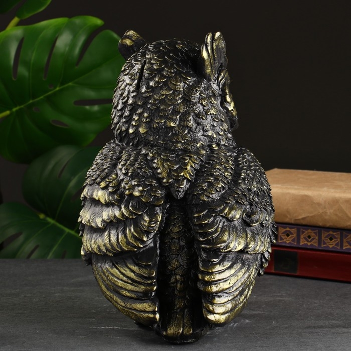 Копилка Копилка "Сова большая" черная, золотая, 27 см