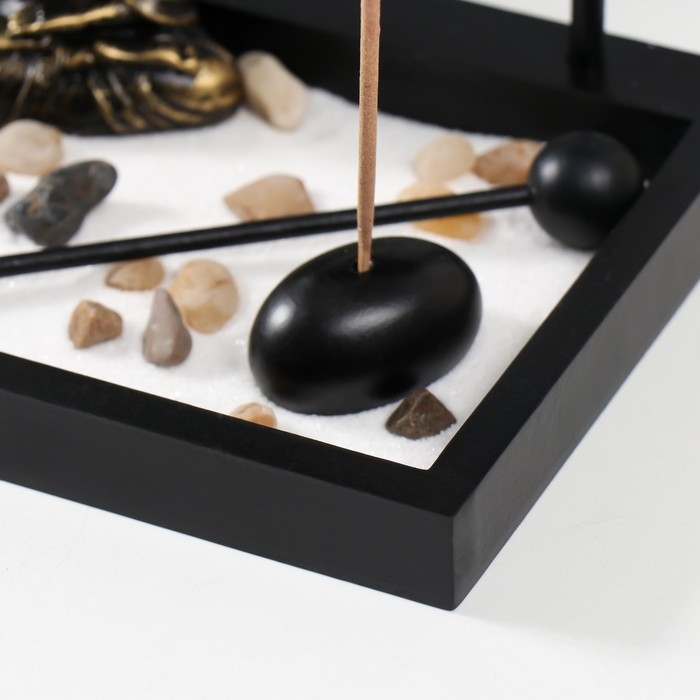 Сад Дзен  Сад Дзен "Будда у храма" песок+камни+аромапалочка+колокол 15,5х13х15 см