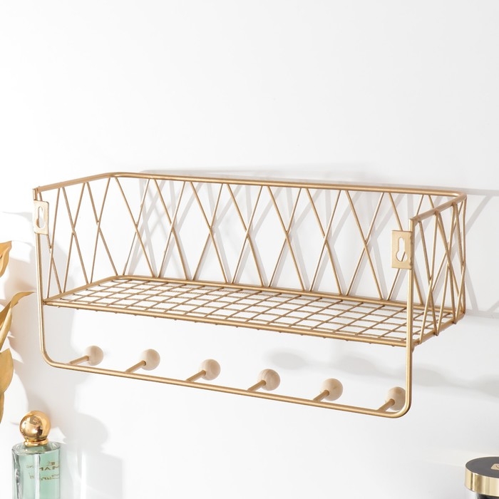 Крючки декоративные металл Крючки декоративные металл "Сеть" золото 15,5х12х35 см