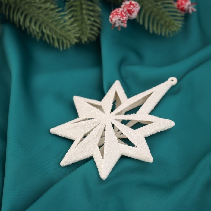 Украшение ёлочное Украшение ёлочное "Снежинка многогранная" (набор 2 шт) 11,5х9,5 см, белый