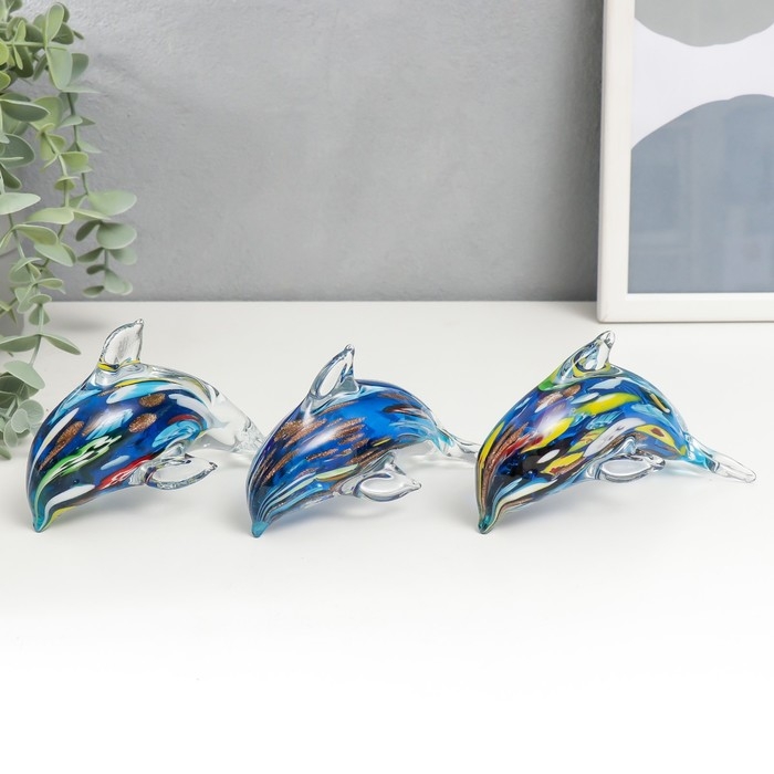 Сувенир стекло Сувенир стекло "Дельфин многоцветный" под муранское стекло МИКС 8,5х12 см