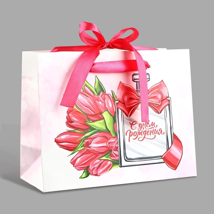 Пакет ламинированный с лентой «С Днём рождения», MS 23 × 10 × 18 см Пакет ламинированный с лентой «С Днём рождения», MS 23 × 10 × 18 см