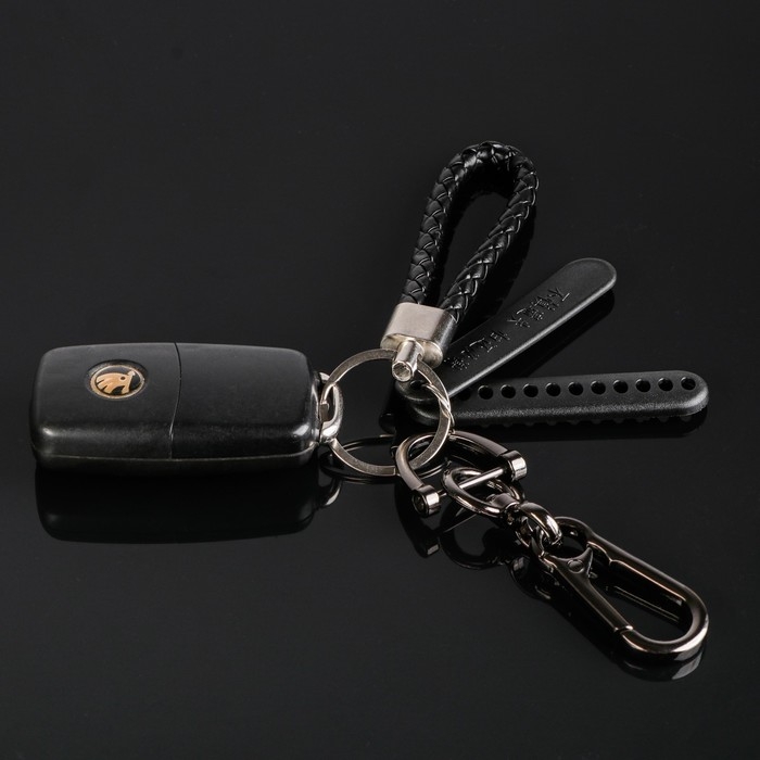 Брелок для ключей петля с номером сотового, карабин, черный Брелок для ключей петля с номером сотового, карабин, черный