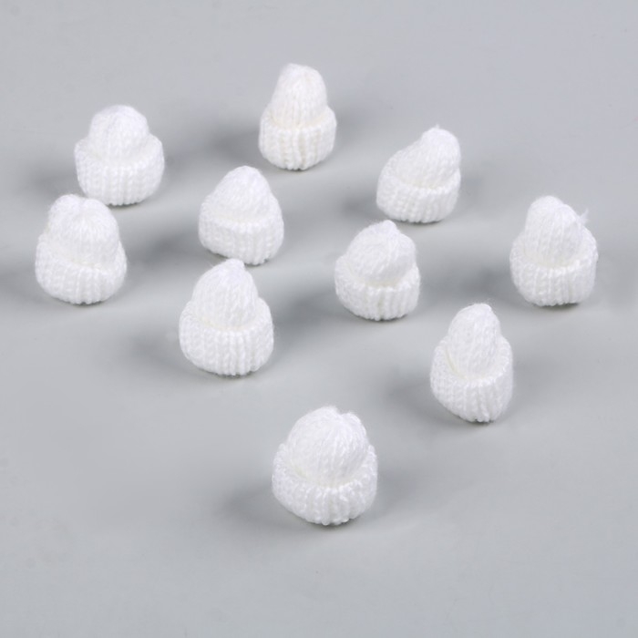 Шапка для игрушек вязаная, набор 10 шт., цвет белый Шапка для игрушек вязаная, набор 10 шт., цвет белый