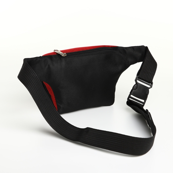 Сумка поясная на молнии, 3 наружных кармана, цвет красный/чёрный Сумка поясная на молнии, 3 наружных кармана, цвет красный/чёрный