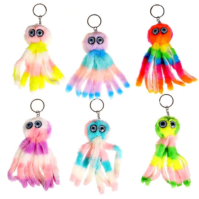 Мягкая игрушка «Осьминог», на брелоке, 11 см, цвета МИКС Мягкая игрушка «Осьминог», на брелоке, 11 см, цвета МИКС