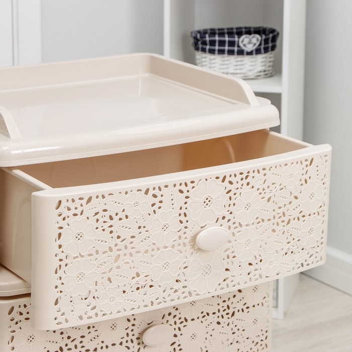 Комод широкий 4-х секционный «Лаура», цвет слоновая кость Комод широкий 4-х секционный «Лаура», цвет слоновая кость