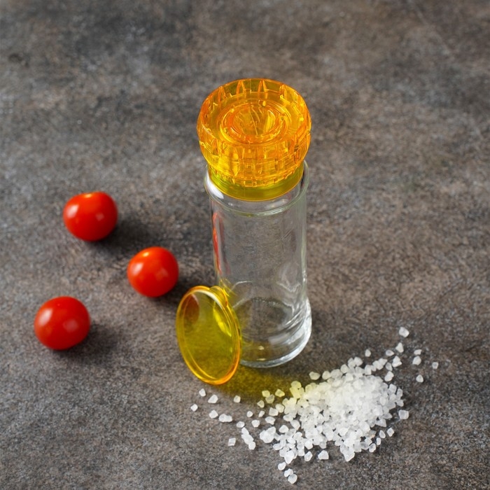 Мельница для специй, пластиковый механизм, 115 мл (45-80 гр), цвет жёлтый