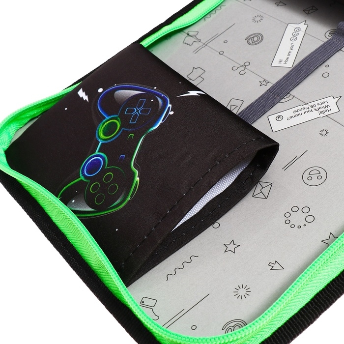 Пенал 1 секция 140 х 210 х 40 мм, откидной карман и косметичка, тканевый, Calligrata TOP Content Пенал 1 секция 140 х 210 х 40 мм, откидной карман и косметичка, тканевый, Calligrata TOP Content "Гейм"