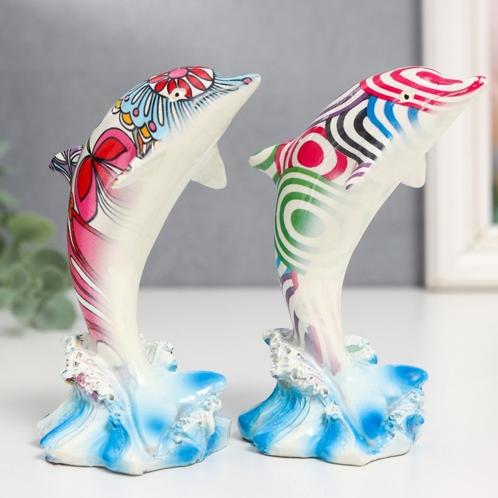 Сувенир полистоун Сувенир полистоун "Расписной дельфин" МИКС 4,8х5,5х10,5 см