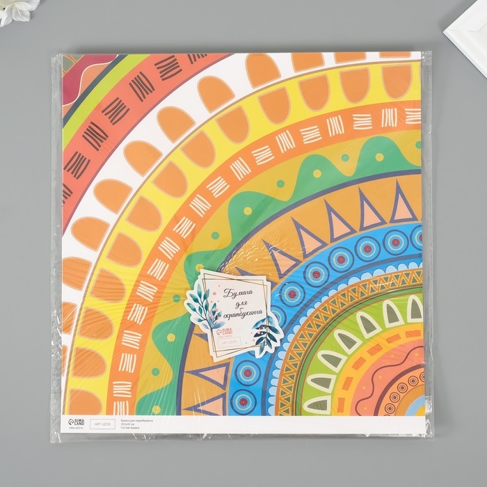 Бумага для скрапбукинга Бумага для скрапбукинга "Этнические узоры" плотность 180 гр набор 5 шт 30,5х32 см