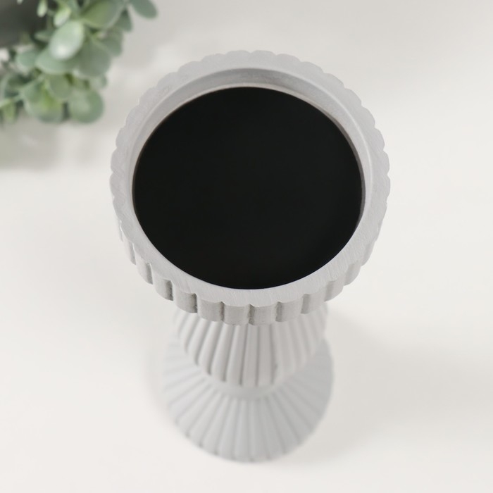 Подсвечник дерево на 1 свечу Подсвечник дерево на 1 свечу "Гофре" светло-серый 9,7х9,7х30,5 см