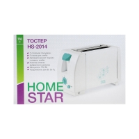 Тостер HOMESTAR HS-2014, 750Вт, 7 режимов прожарки, 2 тоста, бело-бирюзовый